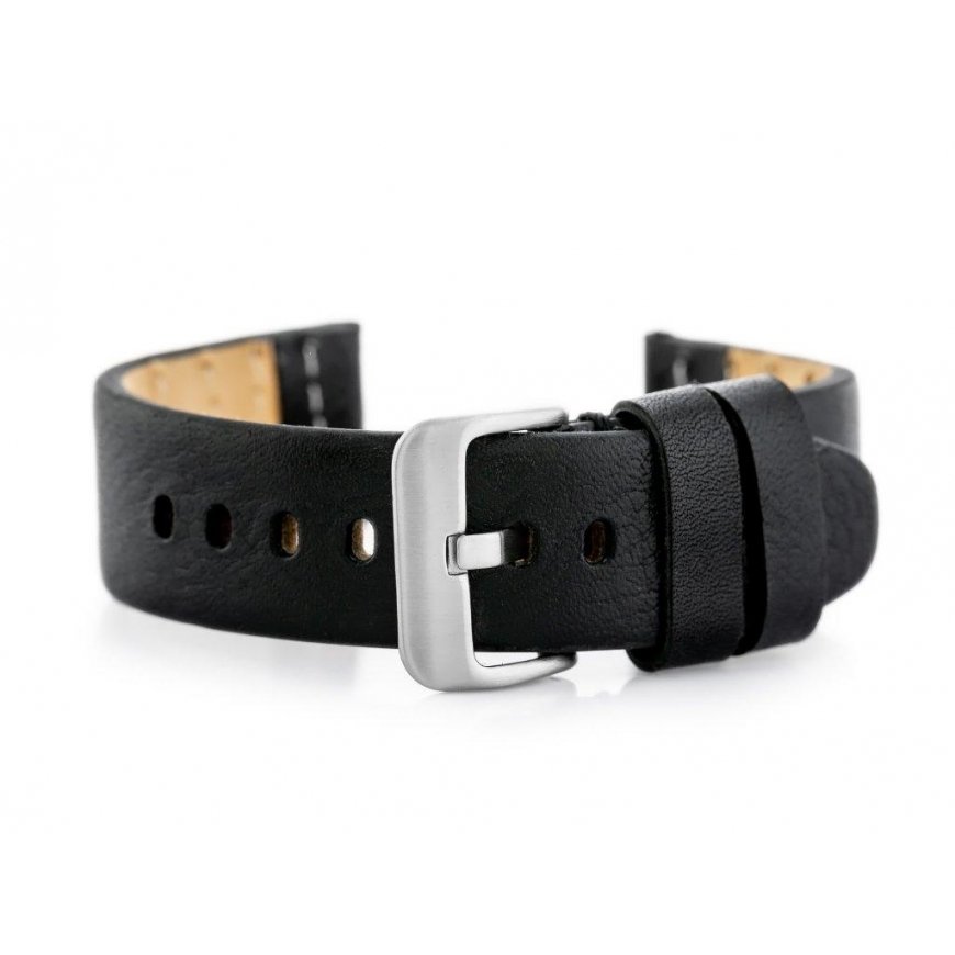 Pacific W69 juodas leather watch strap - 24mm