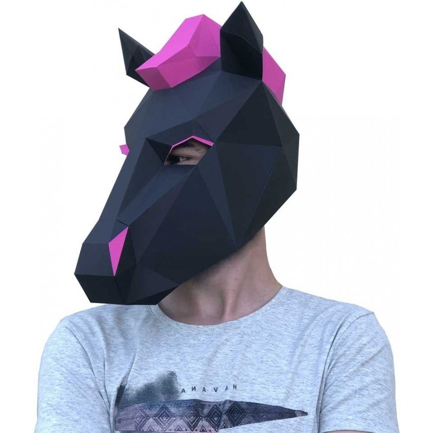 Beldizart SALE Wizardi 3D Papercraft Kit Horse Neon Mask PP-3KON-2BM – 5