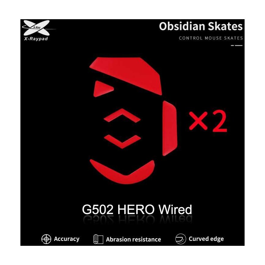 X-Raypad Obsidian Skates Logitech G502 Hero Red 2 pcs. (Red) Replacement Mouse Feet