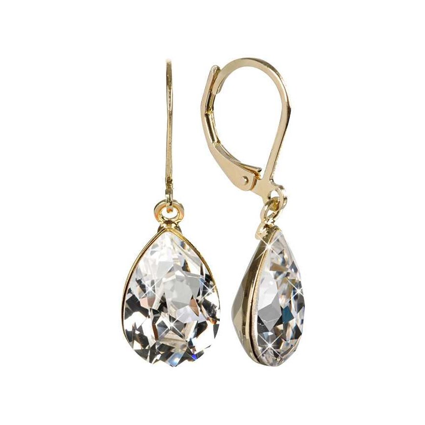 Levien Elegant Gold Plated Earrings with Pear Crystals