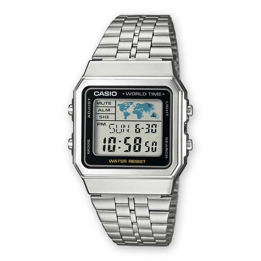 Casio A500WEA-1EF rannekello Unisex Elektroninen musta, Hopea