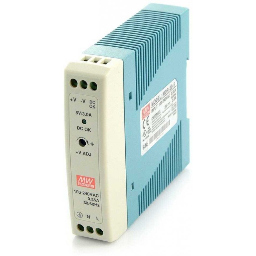 Virtalähde Mean Well MDR-20-5 DIN-kiskoon kiinnitettävä 5V 3A 15W – 2