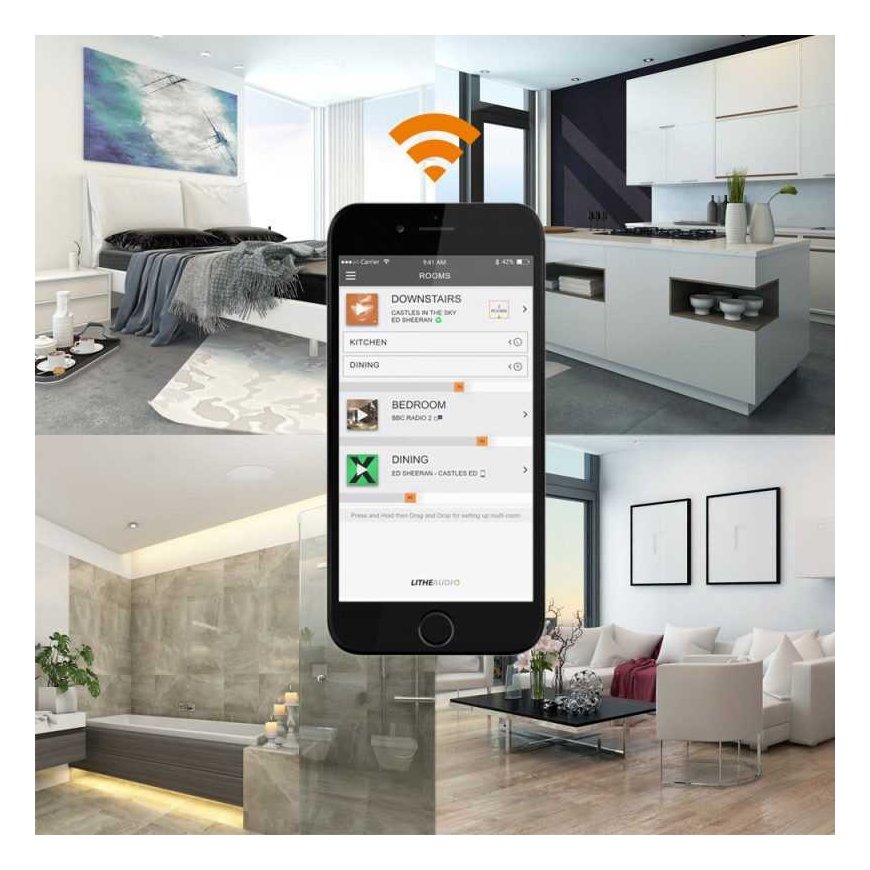 Bose Lithe Audio WiFi All-In-One IP44 Multi-Room Bathroom Ceiling Speakers (SINGLE - Active), 06601 – 4