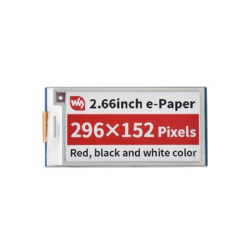 E-paper E-Ink display, 2.66” 296x152px, SPI, black, red, white, for Raspberry Pi Pico, Waveshare 20053