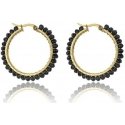 Marc Malone Stylish gold-plated circles Elena Black Earrings MCE23028G