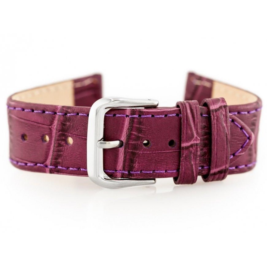 Pacific W41 leather watch strap - purple - 20mm
