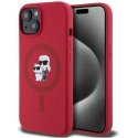 Karl Lagerfeld Silicone Karl&Choupette Heads Ring MagSafe iPhone 15 Case – Red