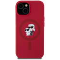 Karl Lagerfeld silikoninis Karl&Choupette Heads Ring MagSafe iPhone 15 dėklas – Raudona Karl Lagerfeld silikoninis Karl&Choupette Heads Ring MagSafe iPhone 15 dėklas – Raudona