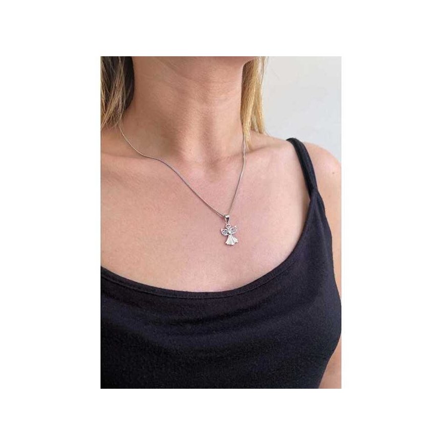 Evolution Group Sidabrinis angelo karoliai su Swarovski kristalu 32077.1 – 3