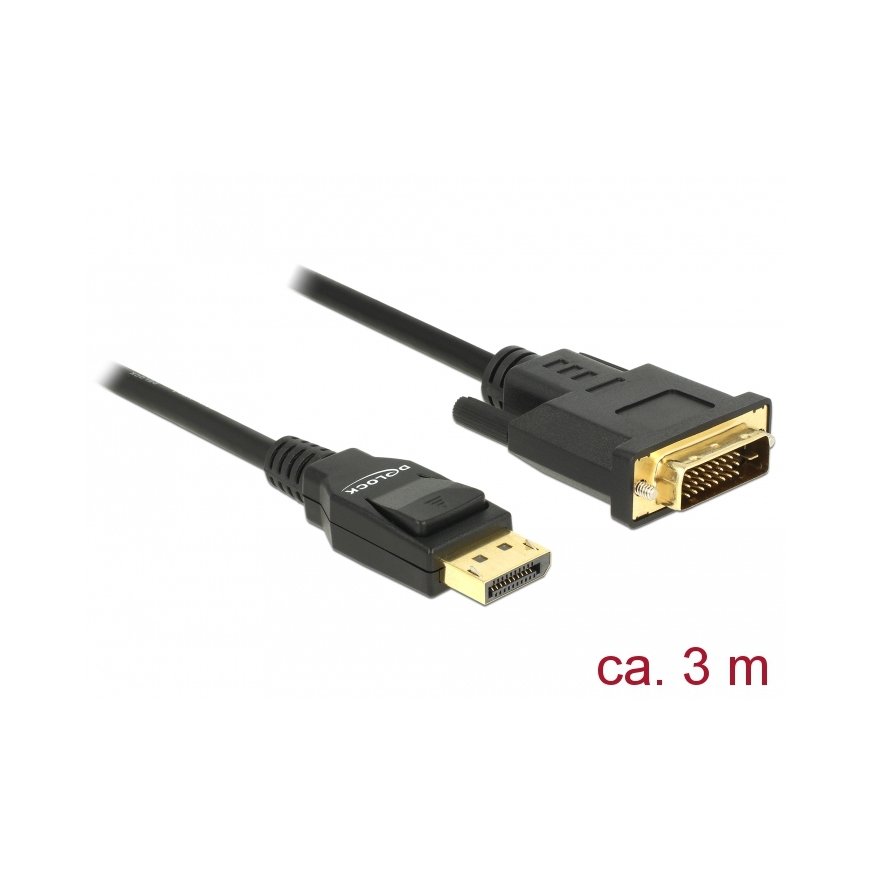 DeLOCK 85314 videokaapeli-adapteri 3 m DisplayPort DVI-D musta – 2