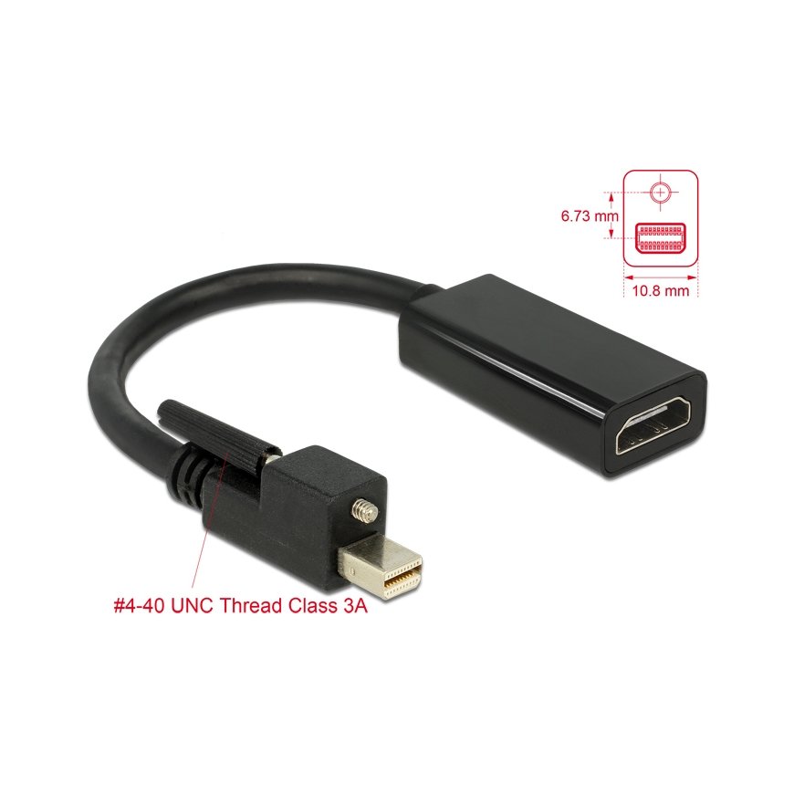DeLOCK 62640 vaizdo kabelio adapteris 0,25 m Mini DisplayPort HDMI Juoda – 2