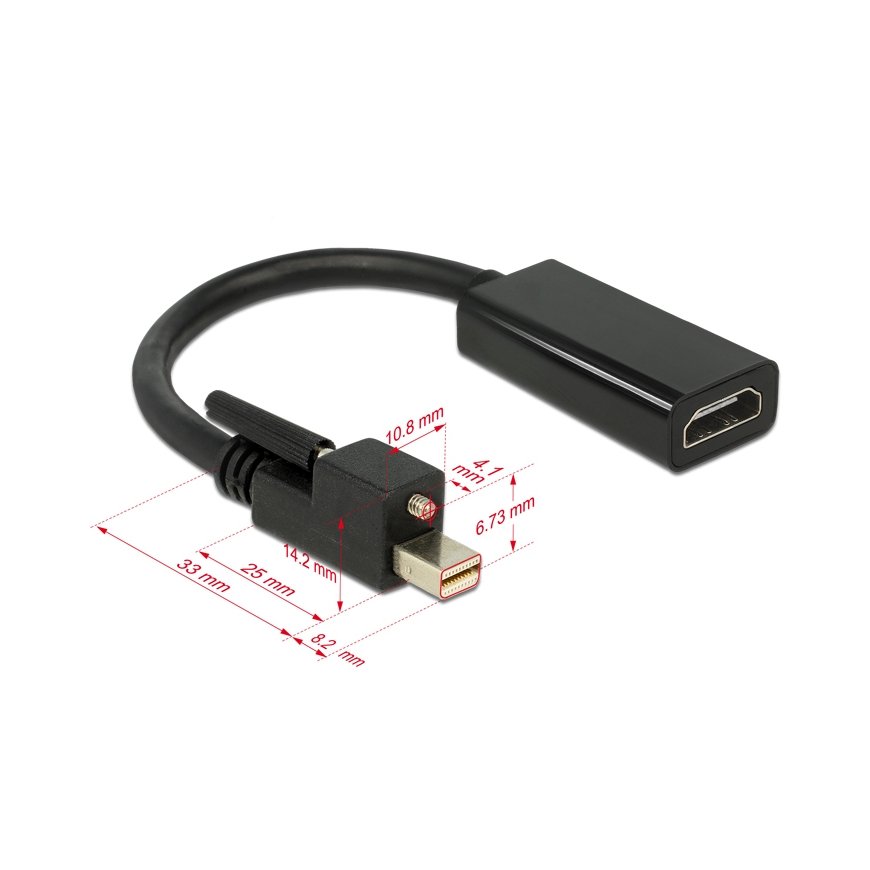 DeLOCK 62640 videokaapeli-adapteri 0,25 m Mini DisplayPort HDMI musta – 3