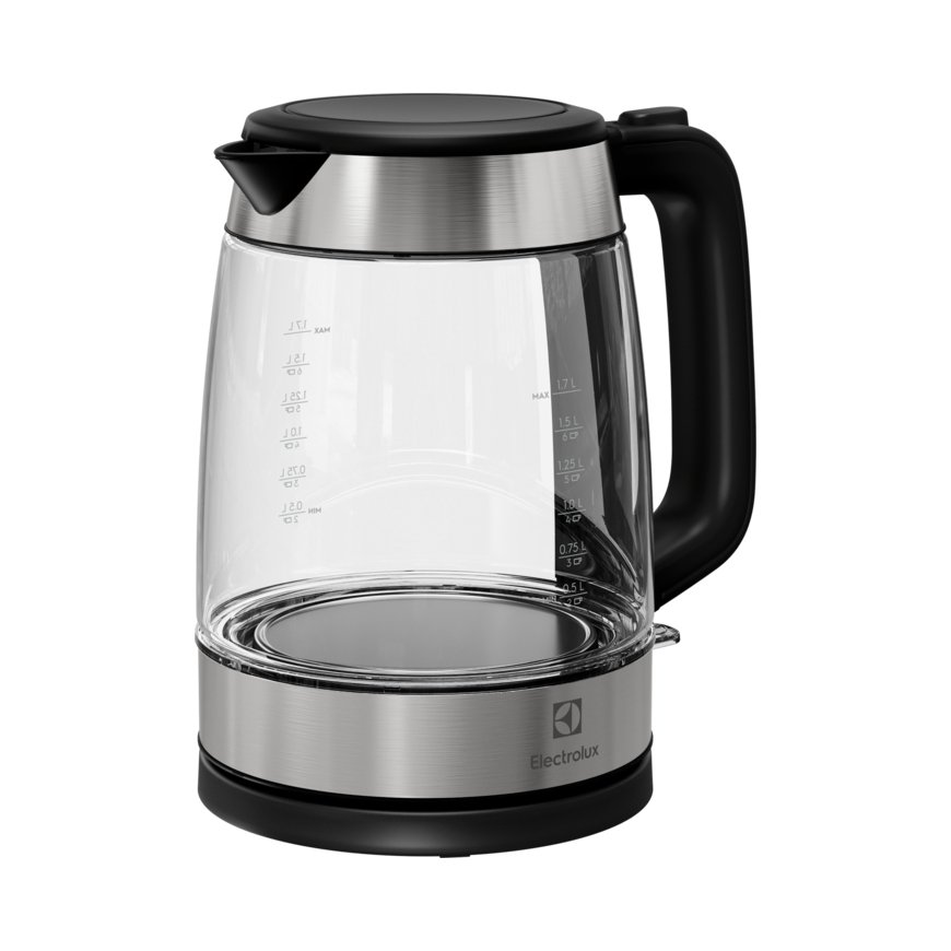 Electrolux E4GK1-4GB electric kettle 1.7 L 2200 W Black, Stainless steel, Transparent