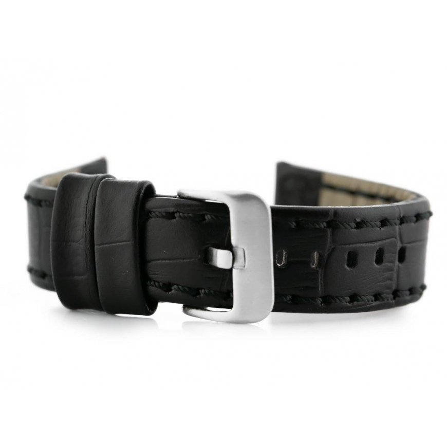 Pacific W49 leather watch strap - black - 20mm