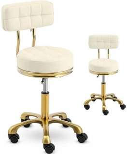 Physa Cosmetic chair with backrest on casters up to 150 kg GELA beige gold color