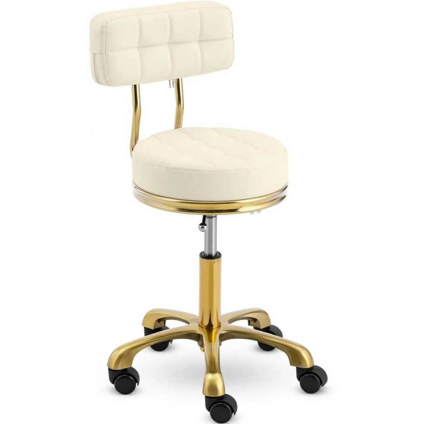 Physa Cosmetic chair with backrest on casters up to 150 kg GELA beige gold color – 2