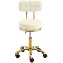Physa Cosmetic chair with backrest on casters up to 150 kg GELA beige gold color Physa Cosmetic chair with backrest on casters up to 150 kg GELA beige gold color