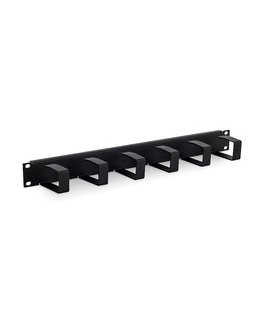 Alkuperäinen 19" kytkentäpaneeli 2U, metallia muovikannella, 90x45mm, läpivienti, musta