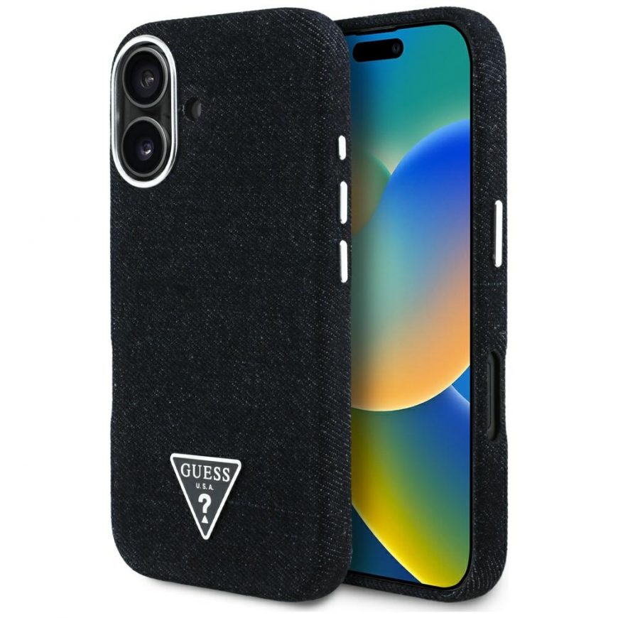 Guess Denim Triangle Logo MagSafe dėklas iPhone 16 - juodas – 3