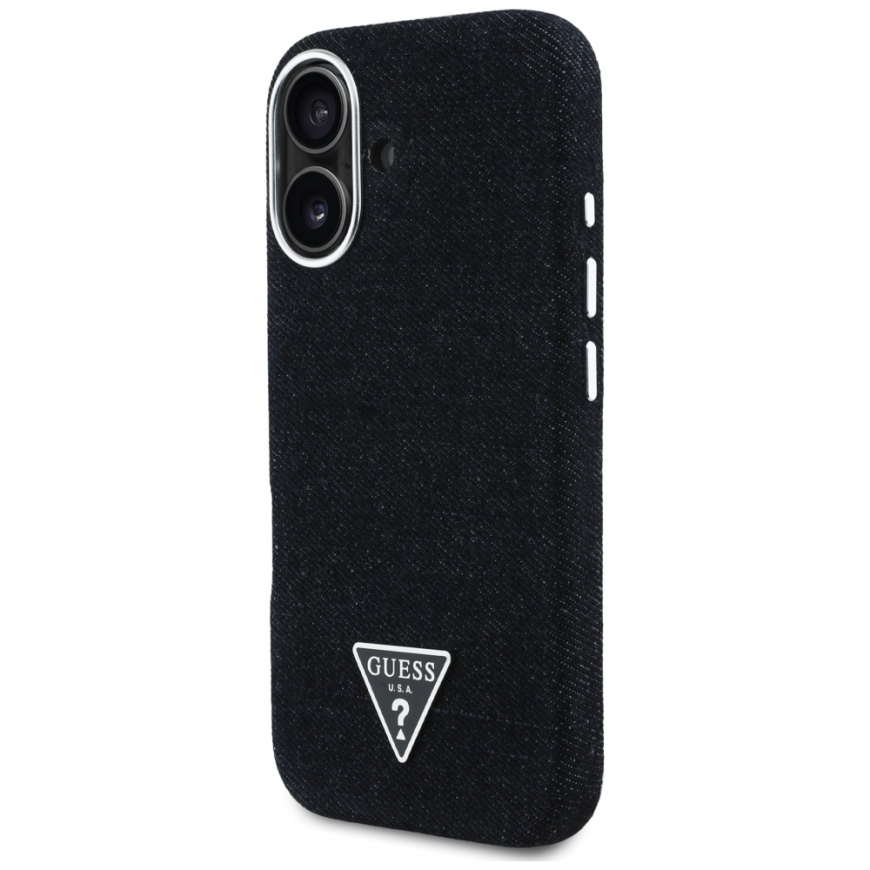Guess Denim Triangle Logo MagSafe Case for iPhone 16 - Black – 4