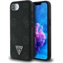 Guess Grained Hot Press Peony Triangle Logo MagSafe -kotelo iPhone 16e:lle - musta Guess Grained Hot Press Peony Triangle Logo MagSafe -kotelo iPhone 16e:lle - musta