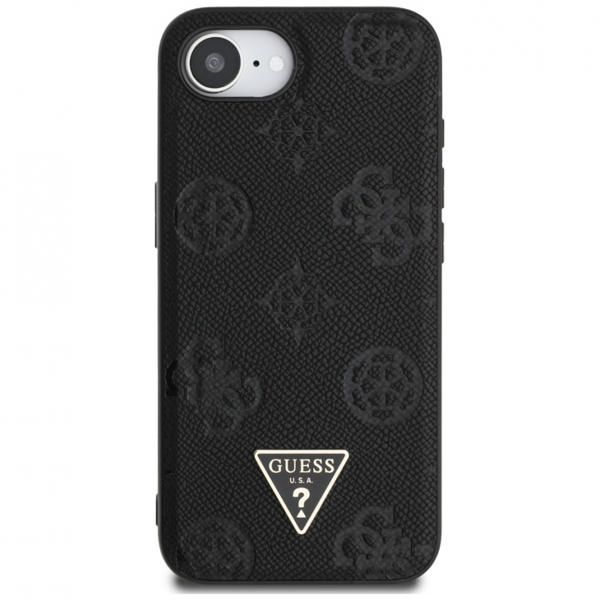 Guess Grained Hot Press Peony Triangle Logo MagSafe -kotelo iPhone 16e:lle - musta – 4