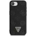 Guess Grained Hot Press Peony Triangle Logo MagSafe Case for iPhone 16e - Black Guess Grained Hot Press Peony Triangle Logo MagSafe Case for iPhone 16e - Black
