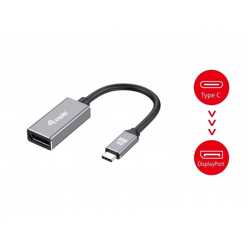 Equip 133493 videokaapeli-adapteri 0,15 m USB Type-C DisplayPort musta, Harmaa – 4