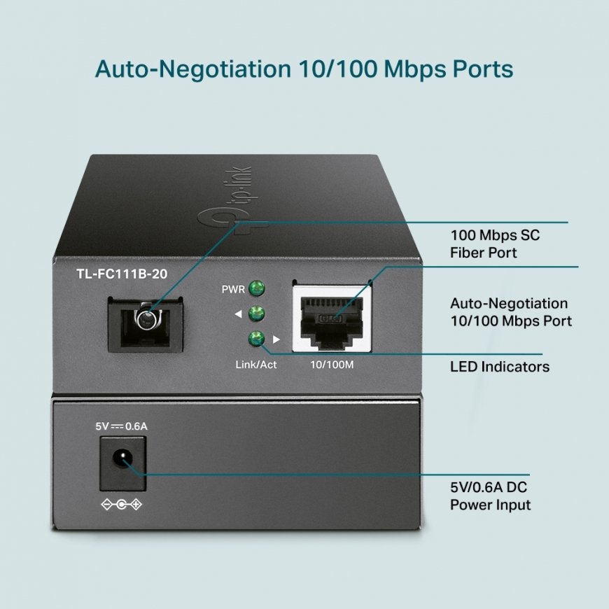TP-Link TL-FC111B-20 meediakonverter 100 Mbit/s Üksikrežiim Must – 3