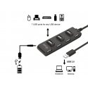 Equip 128957 хаб-разветвитель USB 2.0 480 Мбит/с Черный