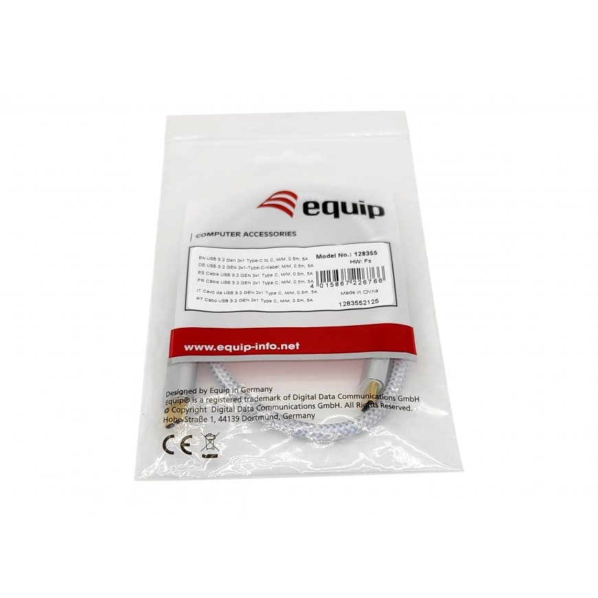 Equip 128355 USB-kaapeli USB 3.2 Gen 2 (3.1 Gen 2) 0,5 m USB C Hopea, Valkoinen – 3