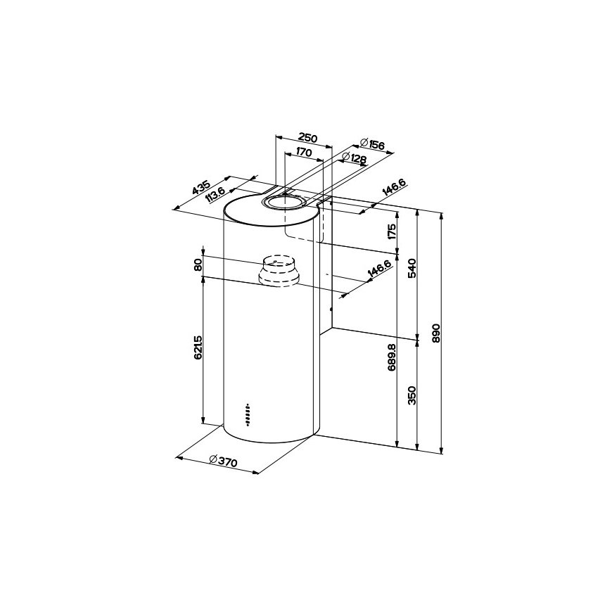 FABER S.p.A. Cylindra Plus WH GLOSS A37 Wall-mounted White 680 m³/h – 3