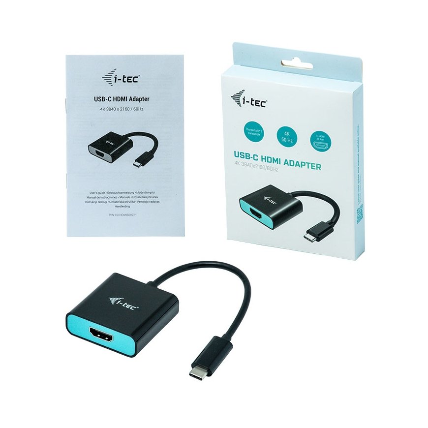 i-tec C31HDMI60HZP video kabeļu aksesuārs 0,15 m USB Veids-C HDMI Melns, Tirkīzs – 4