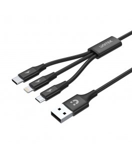UNITEK C14049BK USB-kaabel USB 2.0 1,2 m USB C Micro-USB B/Lightning Must