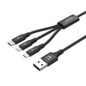 UNITEK C14049BK USB kabelis USB 2.0 1,2 m USB C Micro-USB B/Lightning Juoda