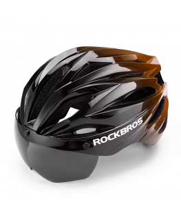 Rockbros-pyöräilykypärä visiirillä, irrotettavilla UV-suojalaseilla, unisex - Musta/ruskea