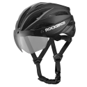 Rockbros bicycle helmet with visor, removable UV protection glasses, unisex - Black/brown Rockbros bicycle helmet with visor, removable UV protection glasses, unisex - Black/brown