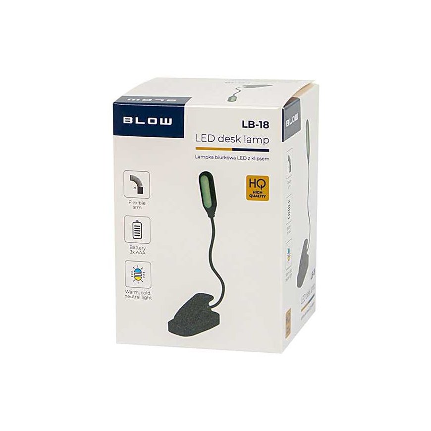 Blow LB-18 LED-pöytävalaisin klipsillä, musta – 3