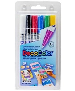 Tussit erilaisten pintojen koristeluun Marvy Decocolor Extra Fine 1234-6 Primary, 6 kpl.
