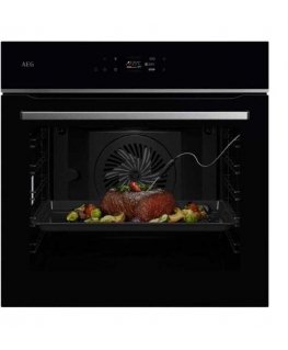 Black electric oven with pyrolysis AEG OS6PB631AB