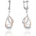 Beneto Luxurious two-tone earrings with real pearls AGUC2676P Beneto Luxurious two-tone earrings with real pearls AGUC2676P