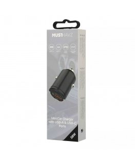 Car charger USB-A, USB-C 38W by Musthavz Juodas