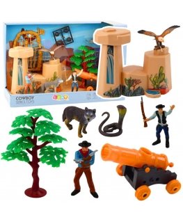 Lean Toys Rinkinys Kaubojų figūrėlės Laukinių Vakarų kaubojų valties patranka