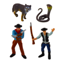 Lean Toys Set Cowboy Figures Wild West Cowboy Boat Cannon