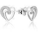 Beneto Silver heart earrings with zircons AGUP1527