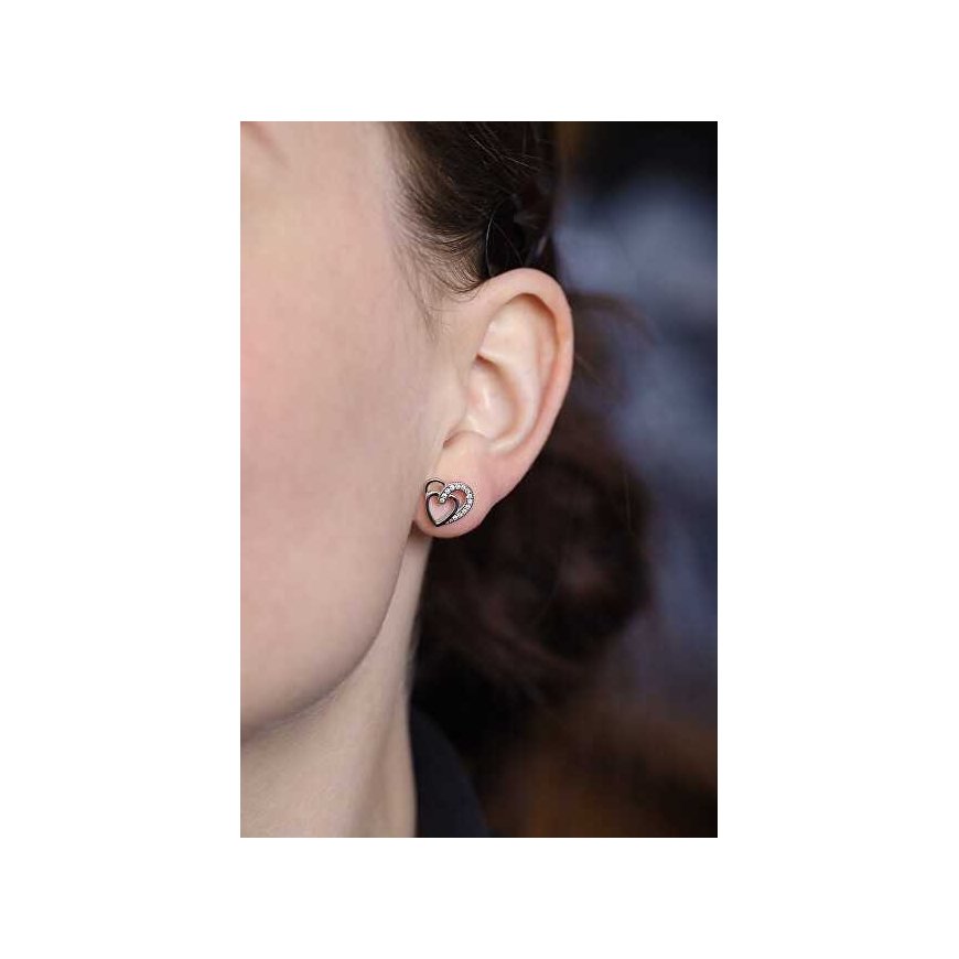 Beneto Silver heart earrings with zircons AGUP1527 – 2