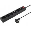 PremiumCord Extension cord 230V 3m 6 sockets + black switch