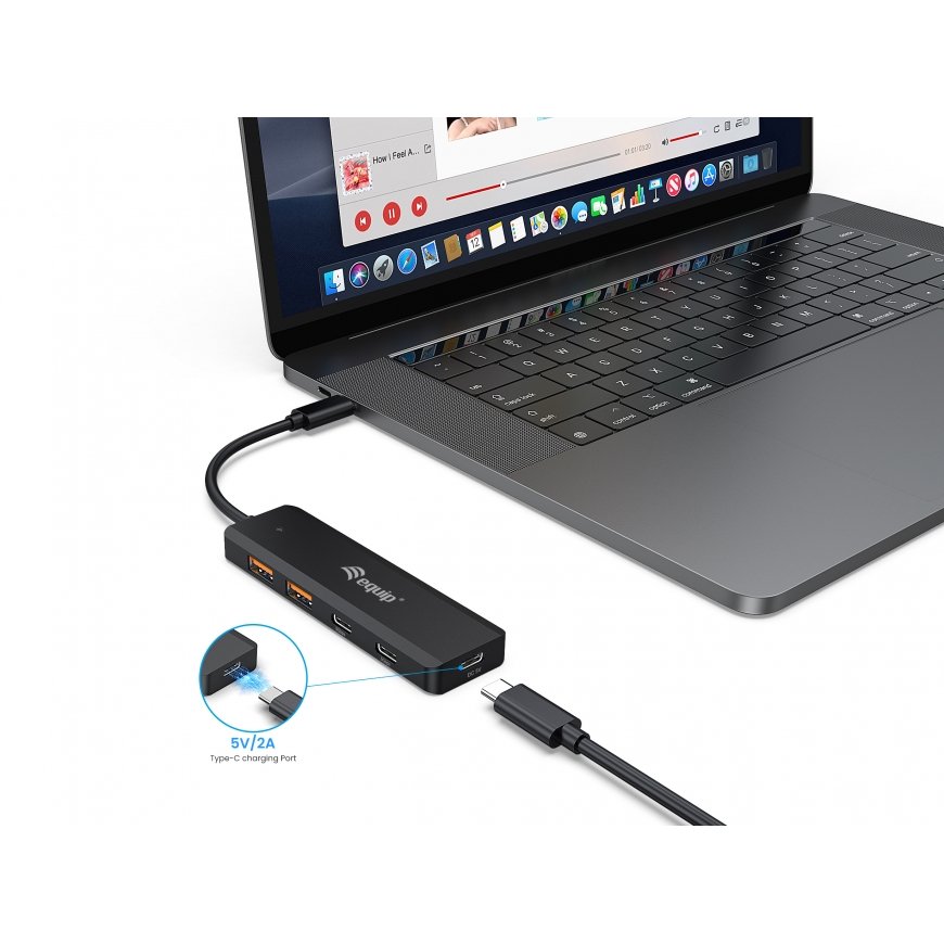 Equip 128966 sąsajos šakotuvas USB 3.2 Gen 2 (3.1 Gen 2) Type-C 10000 Mbit/ai Juoda – 5