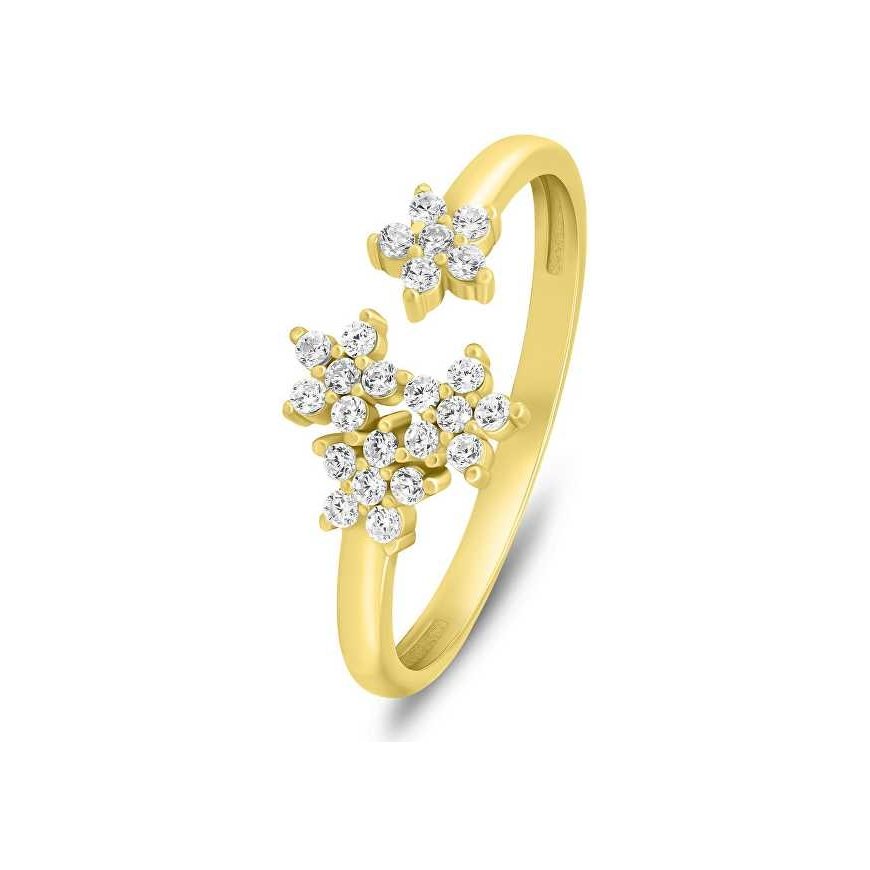 Brilio Silver Beautiful gold-plated open ring with zircons RI072Y