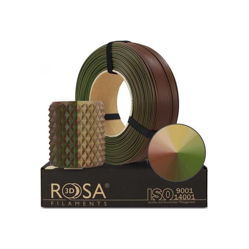 3D-muovi PLA kolmisivuinen vihreä/ruskea/hiekka (armeijan/naamiointi) 1,75 mm 1 kg täyttöpakkaus Rosa3D